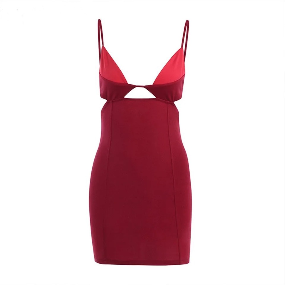 Red Cut Out Mini Backless Dress